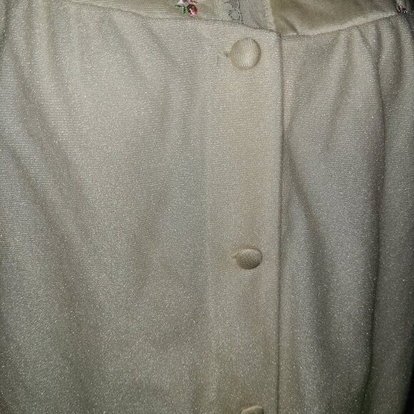 True Vintage PJs Hensen Kickernick Nylon Cream Color Fuzzy SZ 36 USA Quilted - Picture 6 of 11